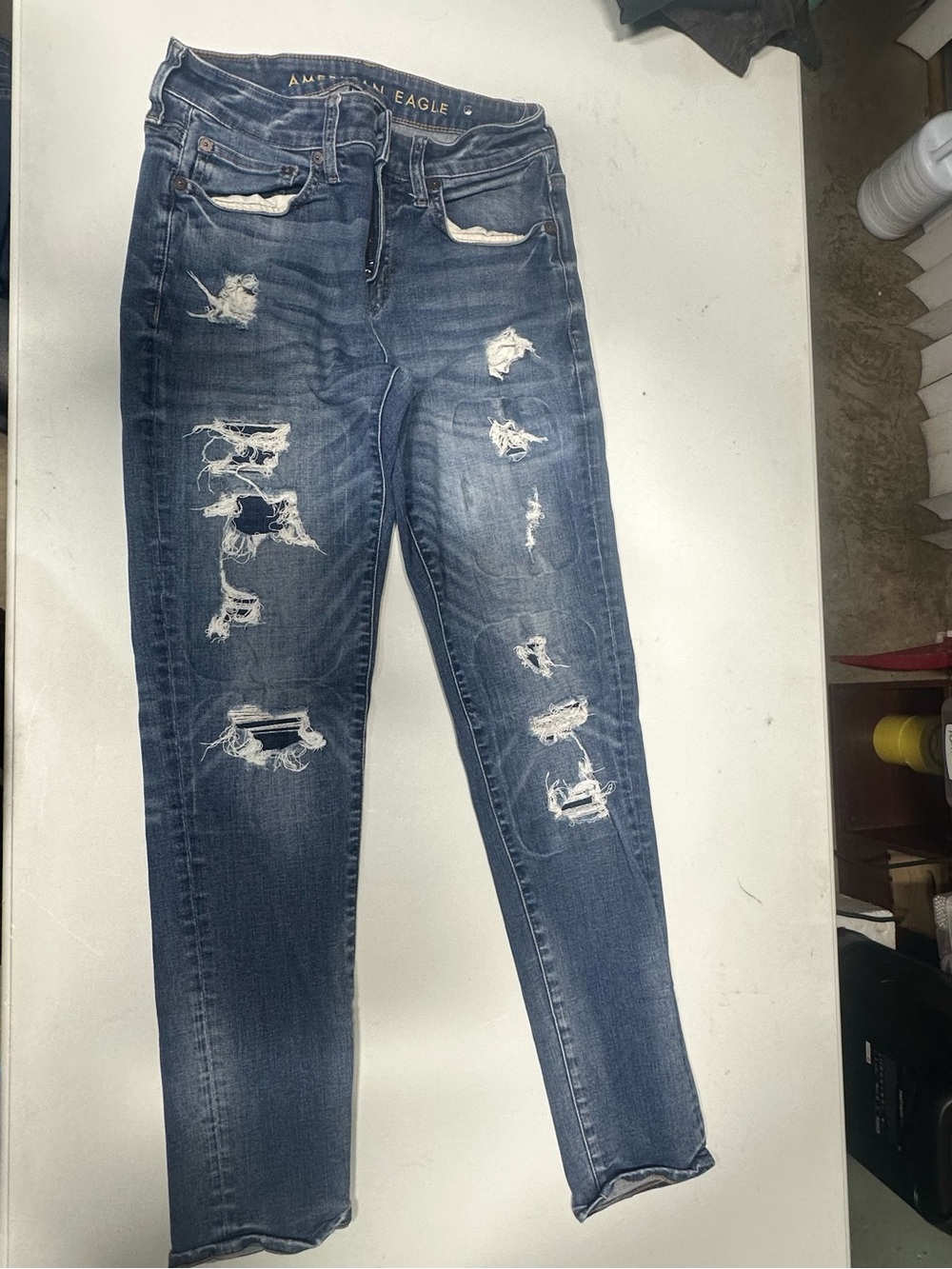 American Eagle Outfitters Men's Skinny Ripped Jeans - Dark Blue